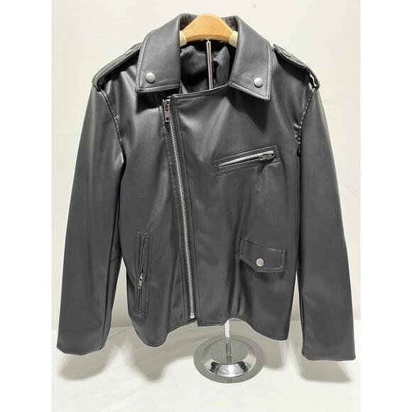 Bar III Faux Leather Moto Jacket Black Petite Small PS NWT - Picture 10 of 16